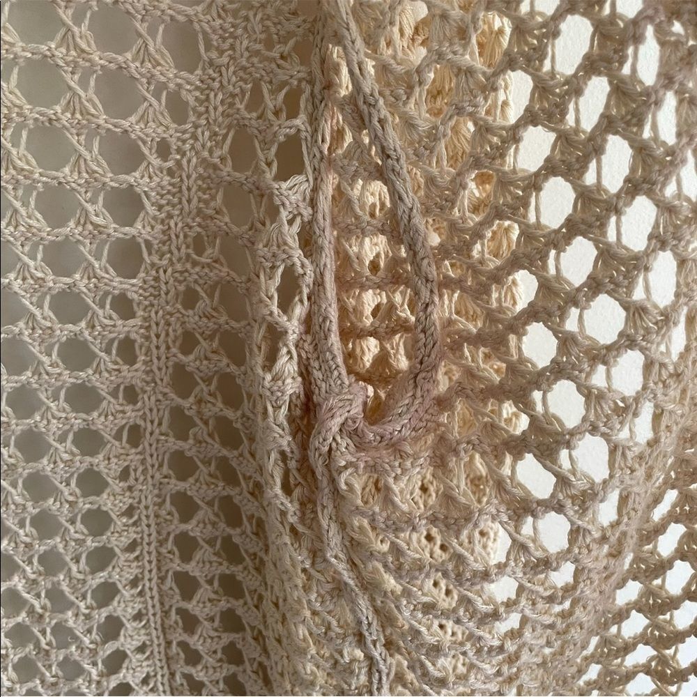 NIC & ZOE Cream Cotton Crochet Open Knit Cardigan Sweater L - Picture 5 of 6